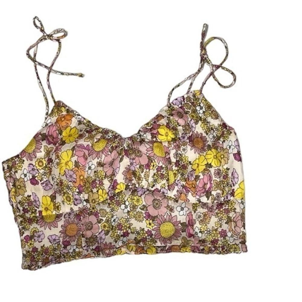 NWT Patrons of Peace Colorful Floral Crop Top - Size Large NWT